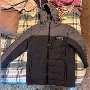 Dakine Men's Black and Gray Hooded Puffer Jacket